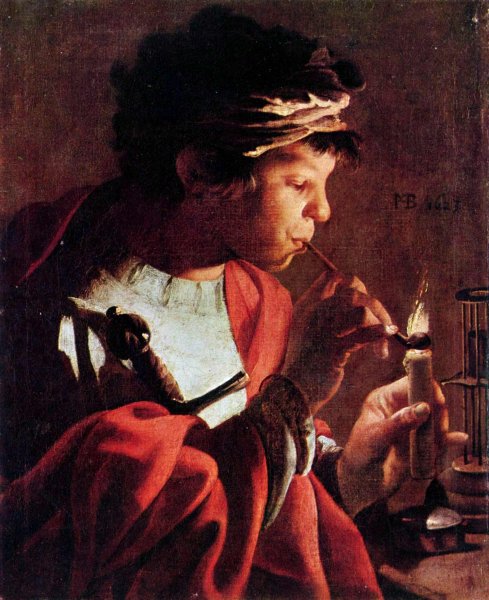 Boy Lighting a Pipe 1623